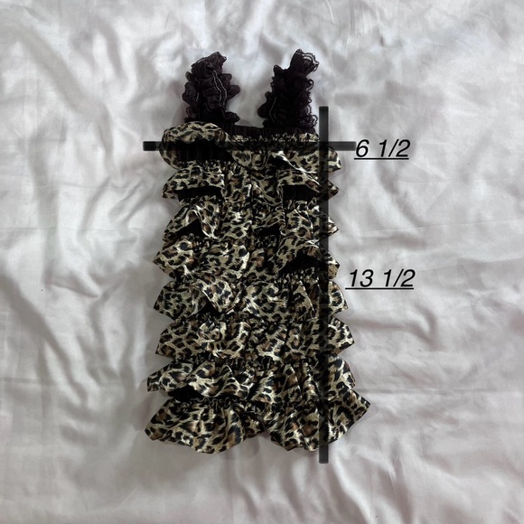 🩵2FOR$20 Boutique Brown&Gold Leopard Satin Ruffle Romper - Picture 6 of 7